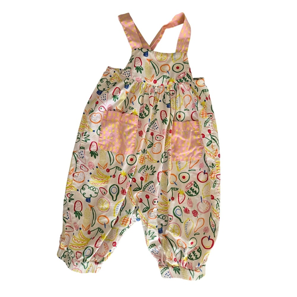 Stella McCartney Girls 18 Months DESIGNER Overalls Fruit Print Cotton Romper